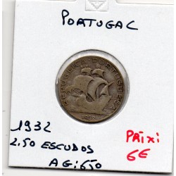 Portugal 2.5 escudos 1932 TB, KM 580 pièce de monnaie