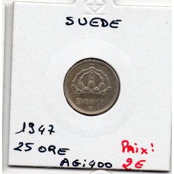 Suède 25 Ore 1947 Sup, KM 816 pièce de monnaie