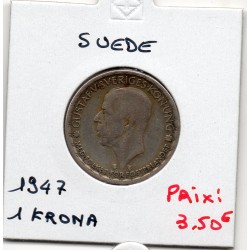 Suède 1 krona 1947 TB, KM...