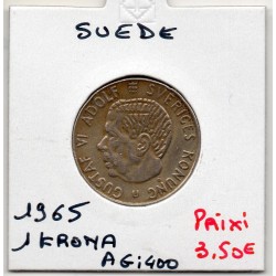 Suède 1 krona 1965 TTB, KM...