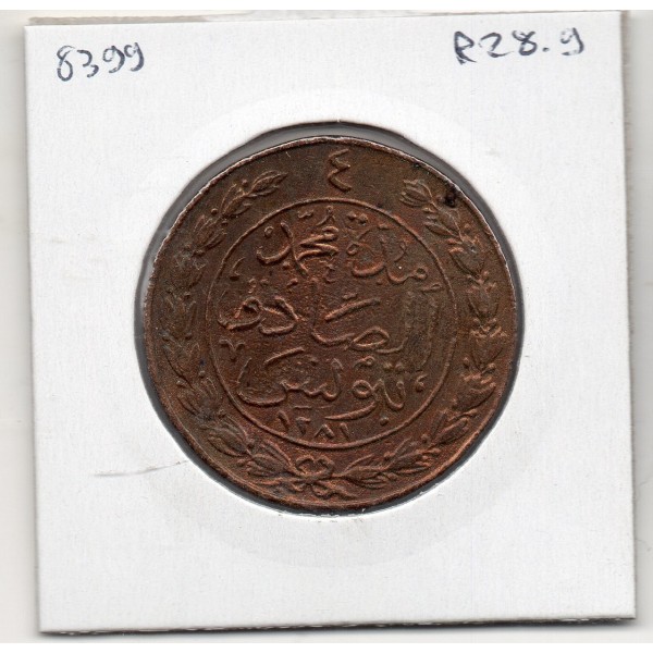 Tunisie 4 kharub 1281 AH - 1865 Sup-, KM 158 pièce de monnaie