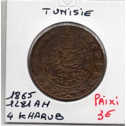 Tunisie 4 kharub 1281 AH - 1865 TTB, KM 158 pièce de monnaie