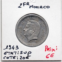 Monaco Louis II 2 francs 1943 Sup, Gad 133 pièce de monnaie