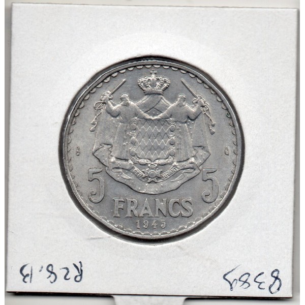 Monaco Louis II 5 francs 1945 Sup, Gad 135 pièce de monnaie