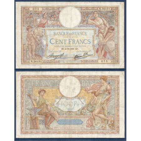 100 Francs LOM TTB- 2.12.1937 Billet de la banque de France