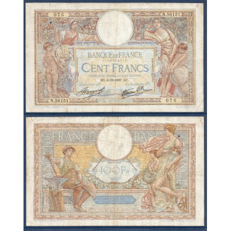 100 Francs LOM TTB- 2.12.1937 Billet de la banque de France