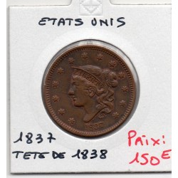 Etats Unis 1 cent 1837 tete de 1838 Sup-, KM 45.2 pièce de monnaie