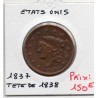 Etats Unis 1 cent 1837 tete de 1838 Sup-, KM 45.2 pièce de monnaie