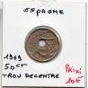 Espagne 50 centimos 1949 TTB trou décentré, KM 777 pièce de monnaie