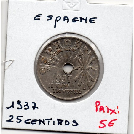 Espagne 25 centimos 1937 Sup, KM 753 pièce de monnaie