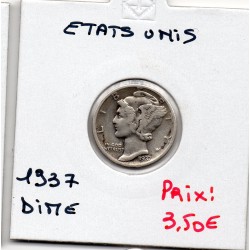 Etats Unis dime 1937 TTB-, KM 140 pièce de monnaie