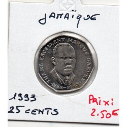 Jamaique 25 cents 1993 Sup,  KM 147 pièce de monnaie
