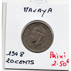 Malaya 20 cents 1948 Sup, KM 9 pièce de monnaie