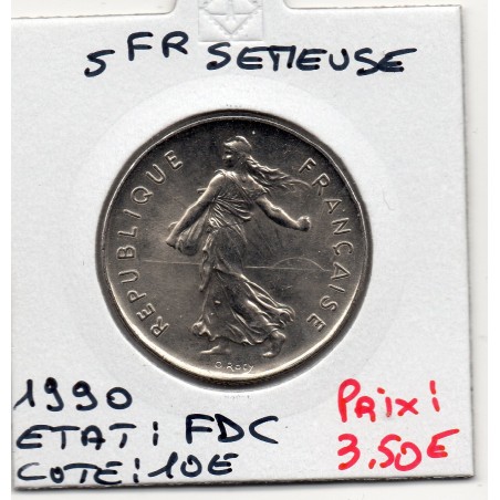 5 francs Semeuse Cupronickel 1990 FDC, France pièce de monnaie