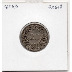 Suisse 20 rappen 1899 TTB, KM 29 pièce de monnaie