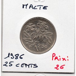 Malte 25 cents 1986 Spl, KM...