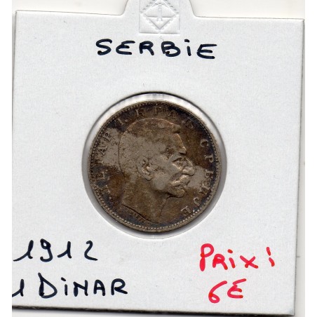 Serbie 1 dinar 1912 TTB, KM 25 pièce de monnaie