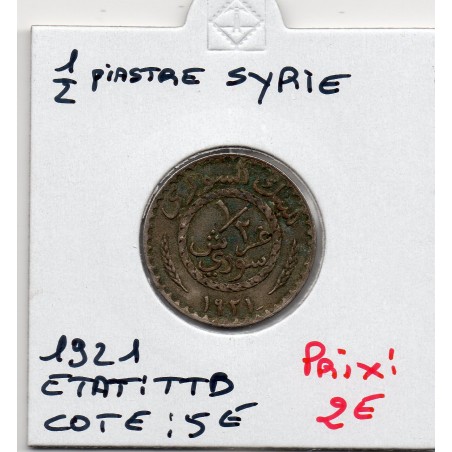 Syrie, 1/2 Piastre 1921 TTB, Lec 4 pièce de monnaie