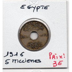 Egypte 5 Milliemes 1335 AH - 1916 TTB, KM 315 pièce de monnaie