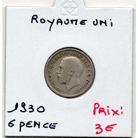 Grande Bretagne 6 pence 1930 TB, KM 832  pièce de monnaie