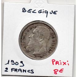 Belgique 2 Francs 1909 en Flamand TB, KM 59 pièce de monnaie