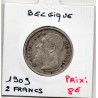 Belgique 2 Francs 1909 en Flamand TB, KM 59 pièce de monnaie