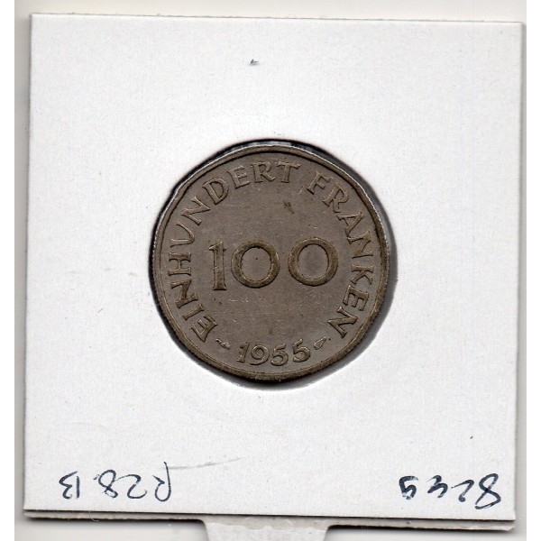 Sarre Saar, 100 franken 1955 Sup-, Gad 4 pièce de monnaie