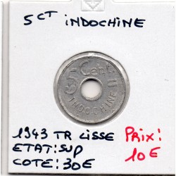Indochine 5 cent 1943 Lisse Sup, Lec 122 pièce de monnaie