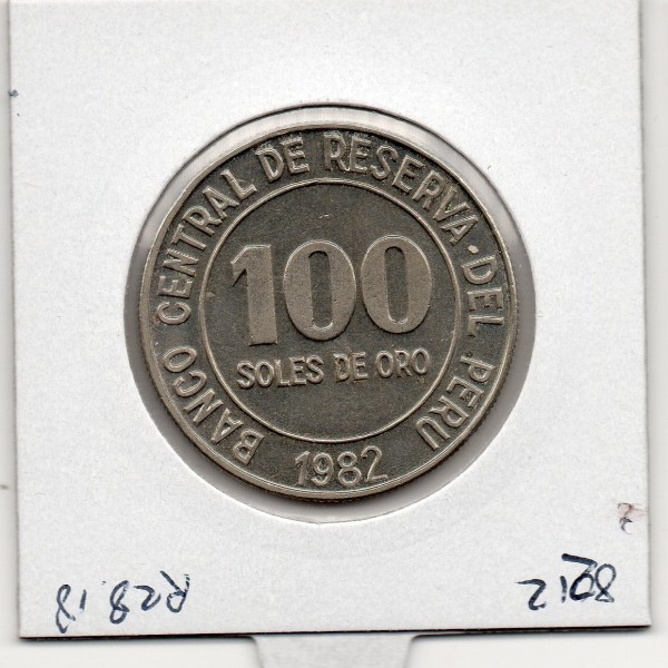 Pérou 100 soles de oro 1982 Spl, KM 283 pièce de monnaie