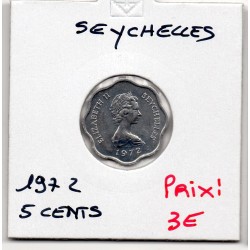 Seychelles 5 cents 1972 Spl, KM 18 pièce de monnaie