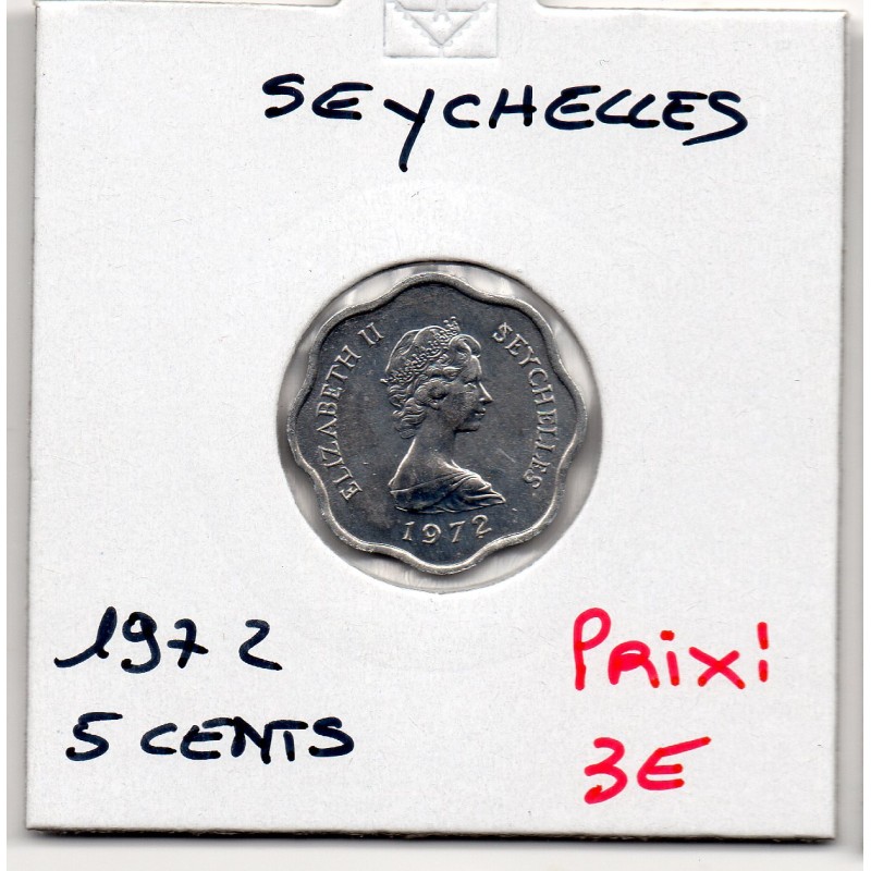 Seychelles 5 cents 1972 Spl, KM 18 pièce de monnaie