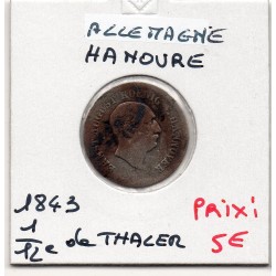 Hanovre 1/12 thaler 1843 B, KM 194 pièce de monnaie