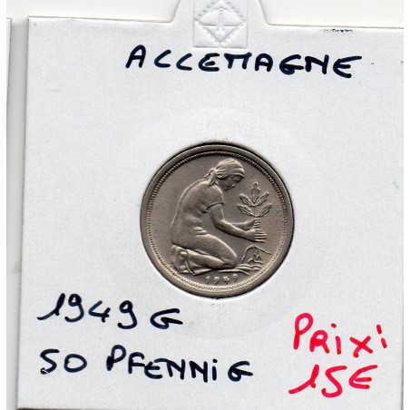 Allemagne RFA 50 pfennig 1949 G, SPL KM 104 pièce de monnaie