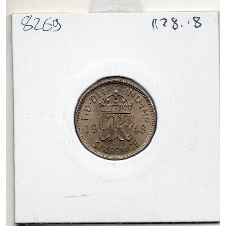 Grande Bretagne 6 pence 1948 Spl, KM 862 pièce de monnaie