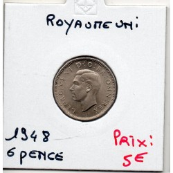Grande Bretagne 6 pence 1948 Spl, KM 862 pièce de monnaie