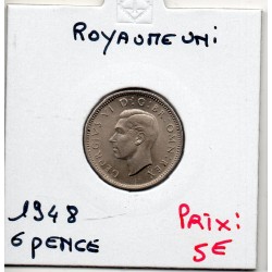 Grande Bretagne 6 pence 1948 Spl, KM 862 pièce de monnaie