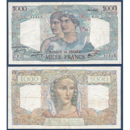 1000 Francs Minerve et Hercule TTB- 26.4.1945 Billet de la banque de France