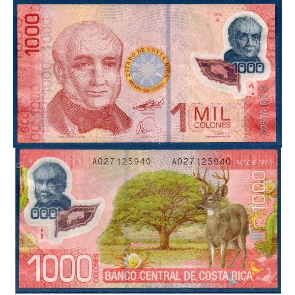 Costa Rica Pick N°274a, TB Billet de banque de 1000 colones 2009