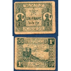 Maroc Chérifien P.42, B+, Billet de 1 Franc 1944 Fès