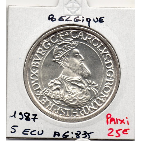 Belgique Jeton 5 ecu 1987 SPL , KM 166 pièce de monnaie