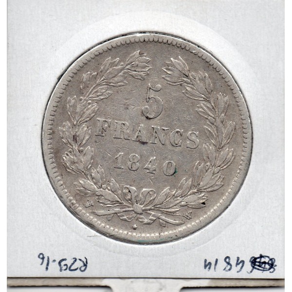 5 francs Louis Philippe 1840 W caducée Lille TTB-, France pièce de monnaie