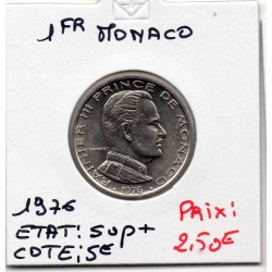 Monaco Rainier III 1 Franc 1976 Sup+, Gad 150 pièce de monnaie