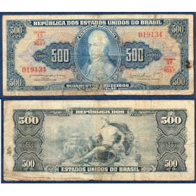 Bresil Pick N°172b, B Billet de banque de 500 Cruzeiros 1962