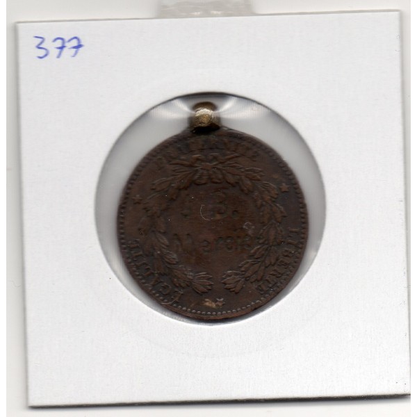 Monnaie montée en médaille 5 centimes céres gravé 1872 France pièce de nécessité