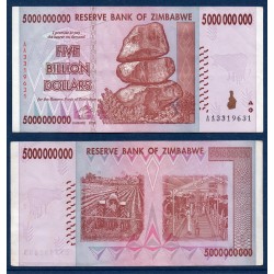 Zimbabwe P.84, TTB, Billet de 5 milliards de Dollars 2008 Ferme