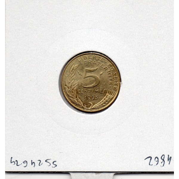 5 centimes Lagriffoul 1993 4 plis Sup, France pièce de monnaie