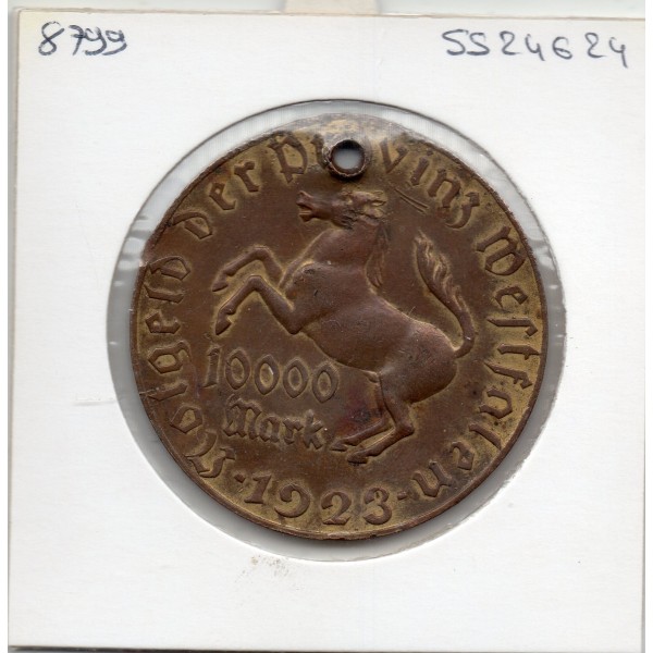 Westphalie 10000 mark 1923 1810 TTB trou pièce de monnaie