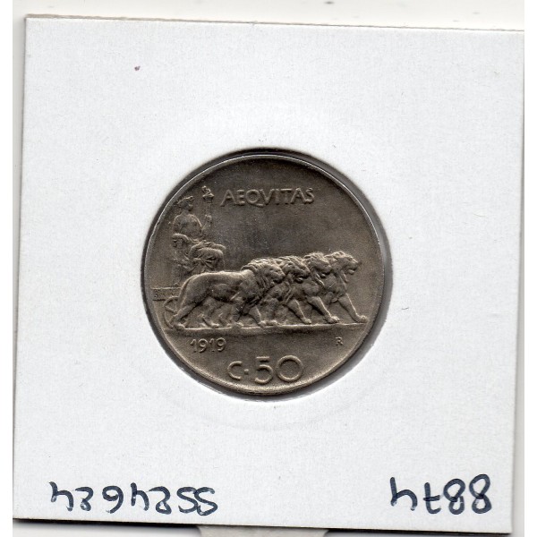 Italie 50 centesimi 1919 Lisse Sup,  KM 61.1 pièce de monnaie