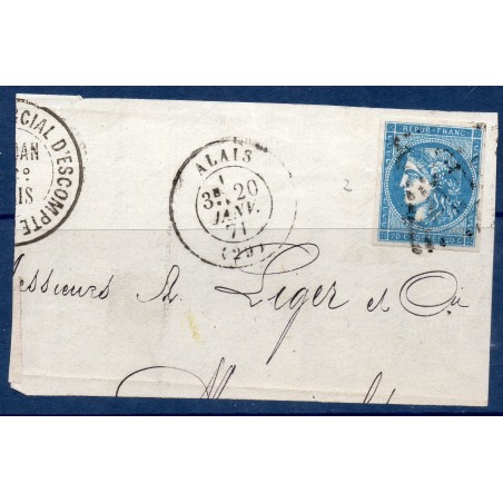 Timbre France Yvert No 45C Émission de Bordeaux 20c bleu Oblitéré
