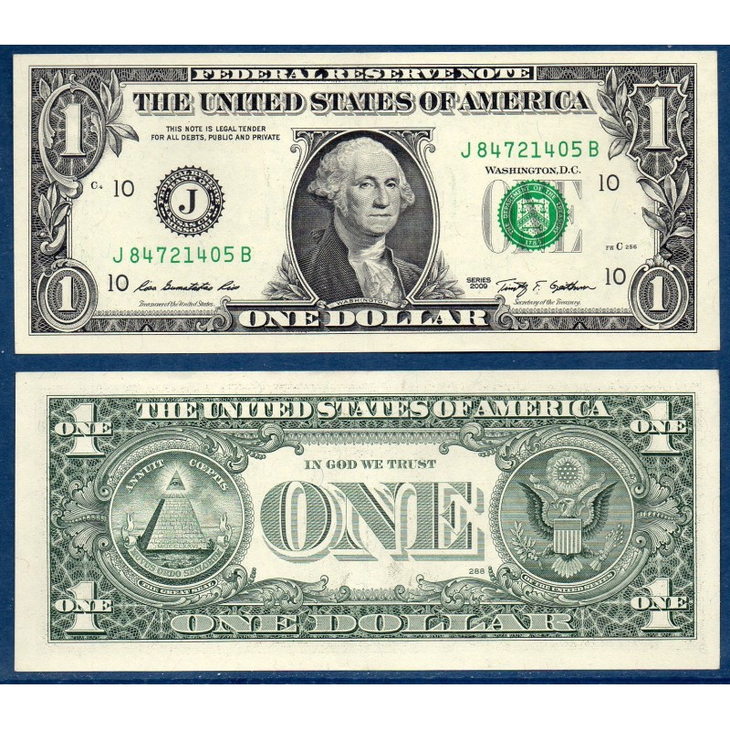 Etats Unis Pick N°530 Kansas City Billet de banque de 1 Dollar 2009 série J Etats Unis Pick N°530 Kansas City Billet de banque de 1 Dollar 2009 série J